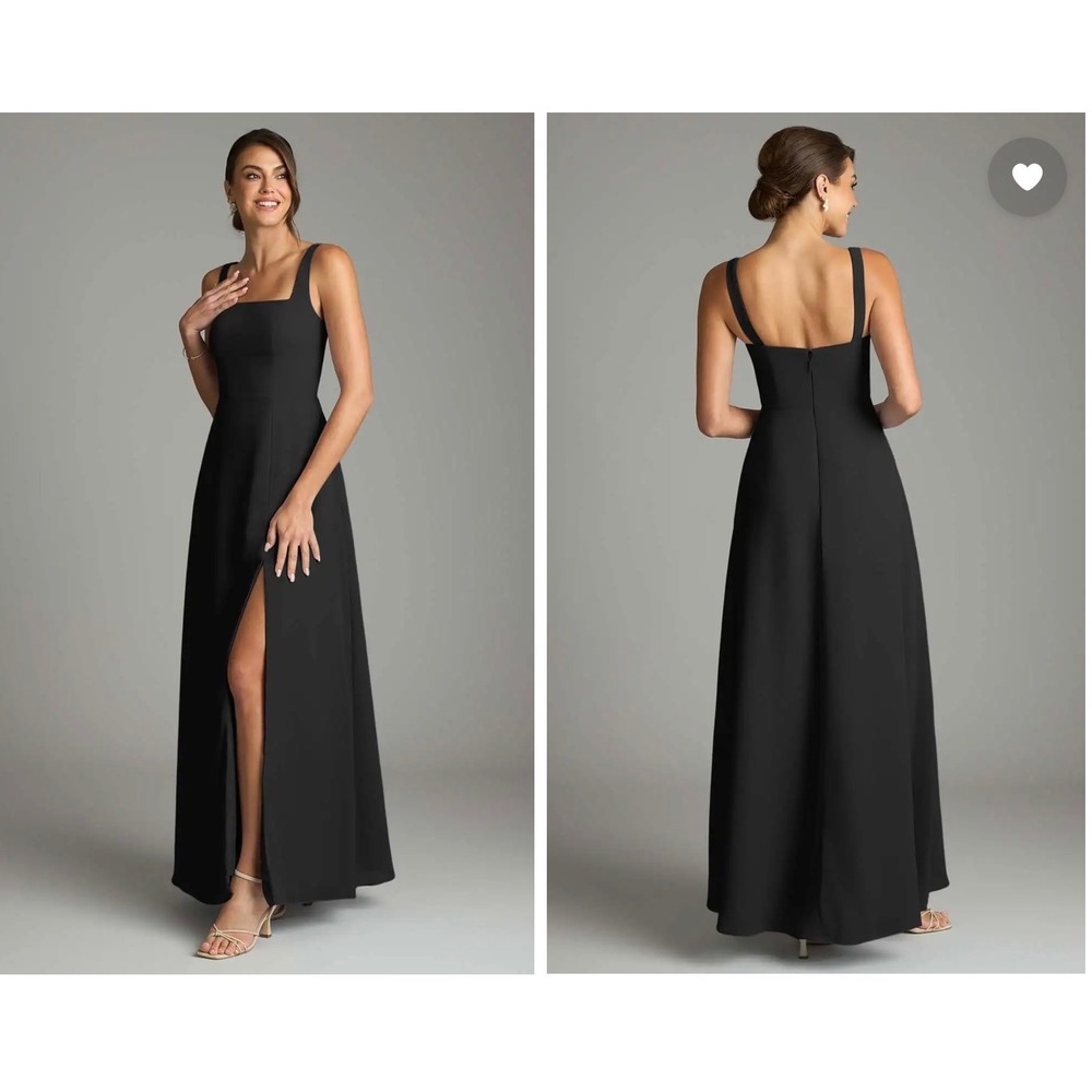 Azazie Black Square Neck Sleeveless Maxi Gown with Side Slit Size A8 (4/6)